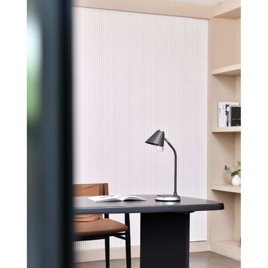 Reguliuojama LED stalinė lempa su belaidžiu įkrovimu FINCH LED/9W/12/230V pilka/blizgus chromas