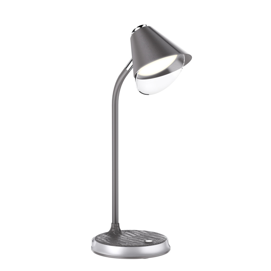 Reguliuojama LED stalinė lempa su belaidžiu įkrovimu FINCH LED/9W/12/230V pilka/blizgus chromas