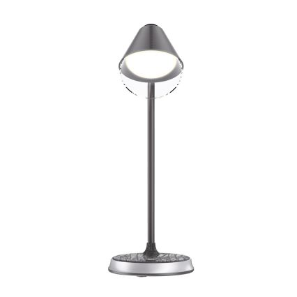 Reguliuojama LED stalinė lempa su belaidžiu įkrovimu FINCH LED/9W/12/230V pilka/blizgus chromas