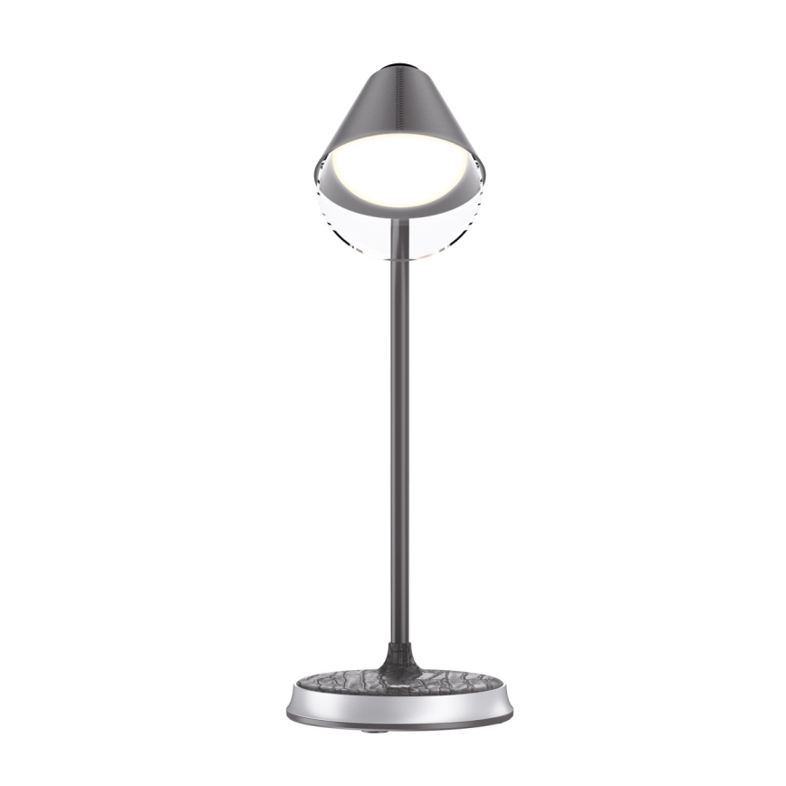 Reguliuojama LED stalinė lempa su belaidžiu įkrovimu FINCH LED/9W/12/230V pilka/blizgus chromas
