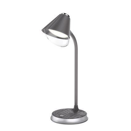 Reguliuojama LED stalinė lempa su belaidžiu įkrovimu FINCH LED/9W/12/230V pilka/blizgus chromas