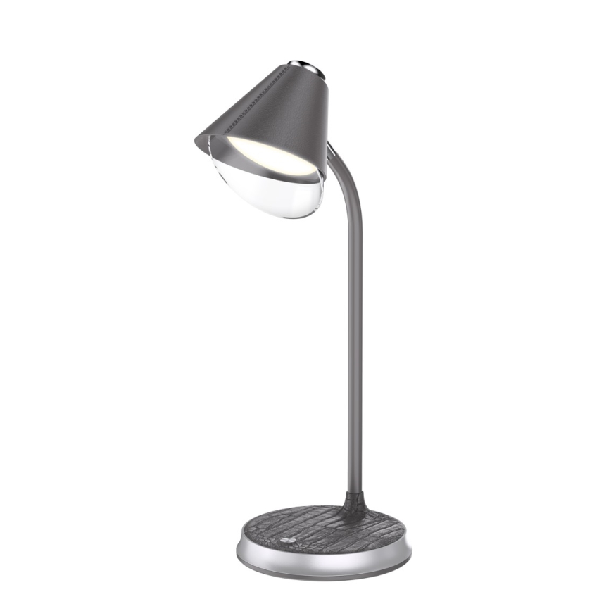 Reguliuojama LED stalinė lempa su belaidžiu įkrovimu FINCH LED/9W/12/230V pilka/blizgus chromas