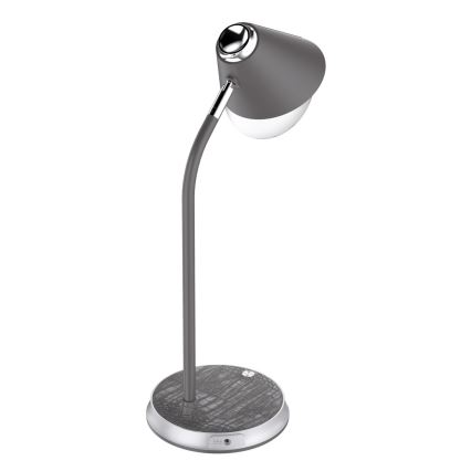 Reguliuojama LED stalinė lempa su belaidžiu įkrovimu FINCH LED/9W/12/230V pilka/blizgus chromas