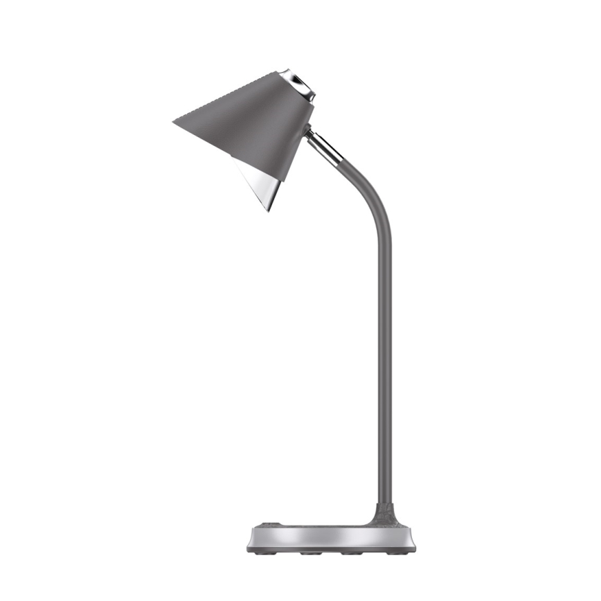 Reguliuojama LED stalinė lempa su belaidžiu įkrovimu FINCH LED/9W/12/230V pilka/blizgus chromas