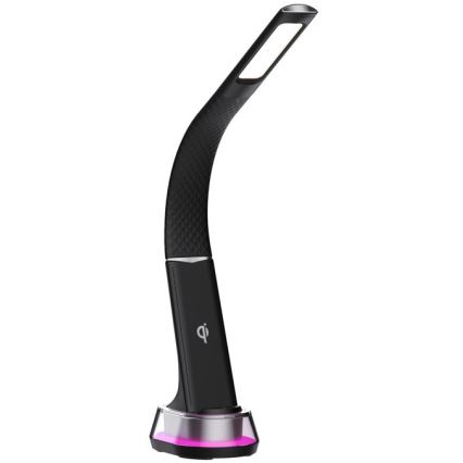 LED RGB reguliuojama stalinė lempa su belaidžiu įkrovimu CORELLA LED/7W/12/230V juoda