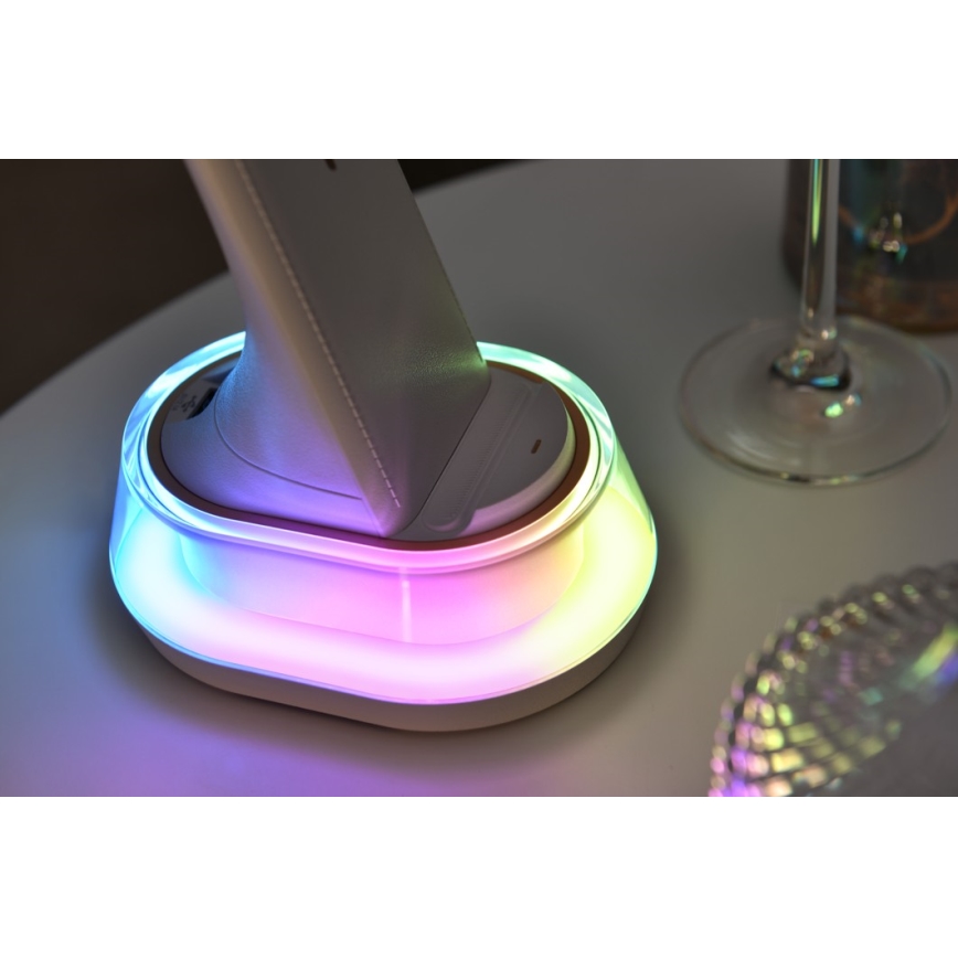 LED RGB Reguliuojama stalinė lempa su belaidžiu įkrovimu CORELLA LED/7W/12/230V juoda