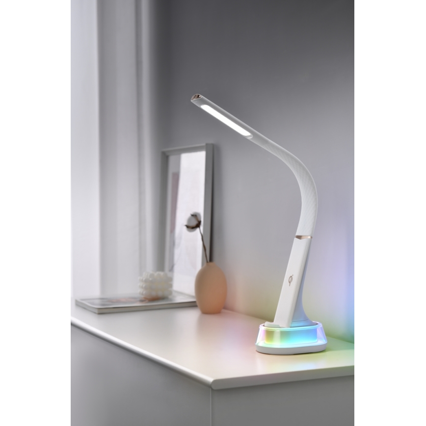 LED RGB Reguliuojama stalinė lempa su belaidžiu įkrovimu CORELLA LED/7W/12/230V juoda