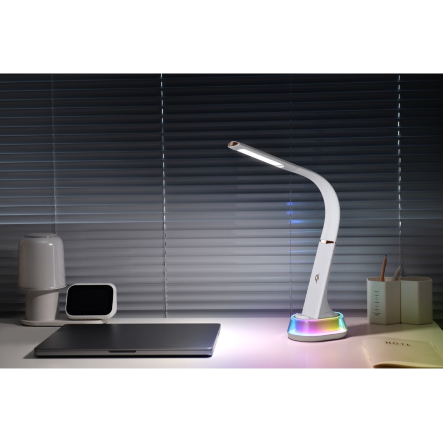 LED RGB Reguliuojama stalinė lempa su belaidžiu įkrovimu CORELLA LED/7W/12/230V juoda