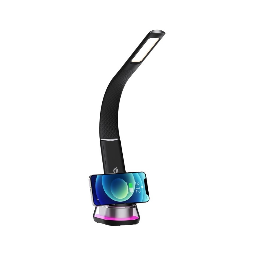 LED RGB Reguliuojama stalinė lempa su belaidžiu įkrovimu CORELLA LED/7W/12/230V juoda