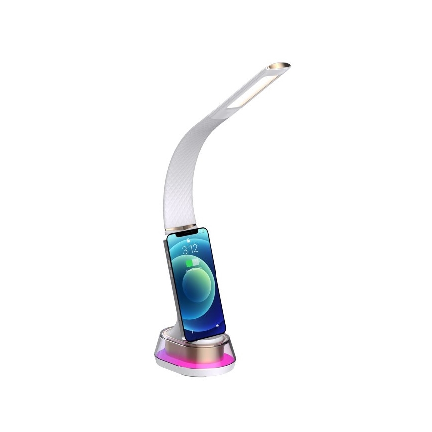 LED RGB Reguliuojama stalinė lempa su belaidžiu įkrovimu CORELLA LED/7W/12/230V balta