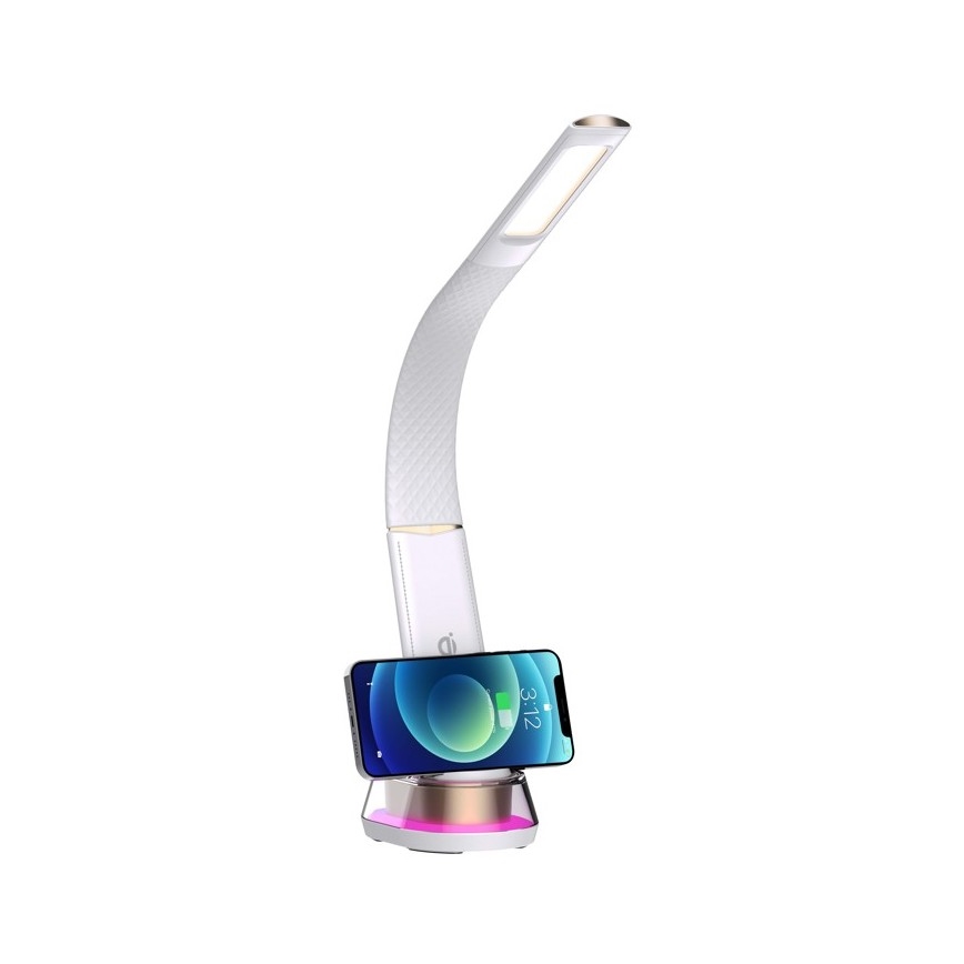 LED RGB Reguliuojama stalinė lempa su belaidžiu įkrovimu CORELLA LED/7W/12/230V balta