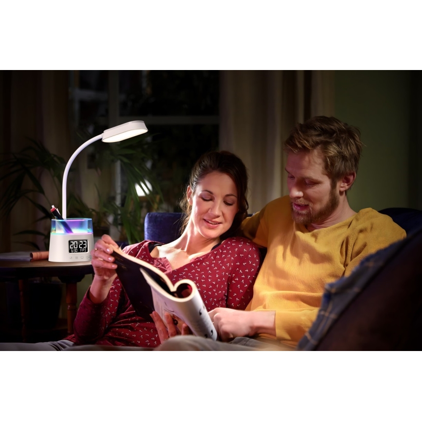 LED RGBW Pritemdomas stalinis šviestuvas su pieštuko laikikliu FALCON LED/10W/5V