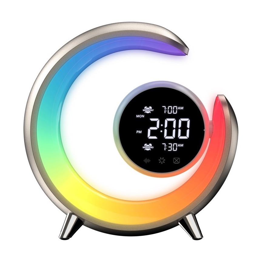 LED RGBW Pritemdomas stalinis šviestuvas su žadintuvu PEACOCK LED/20W/5V USB