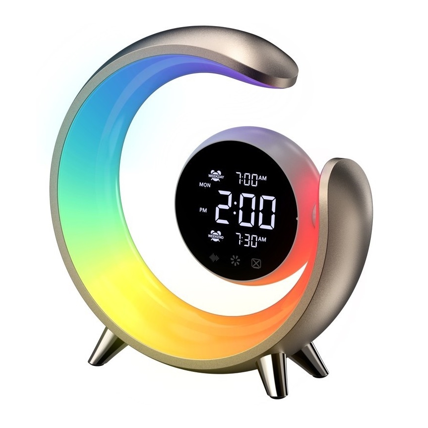 LED RGBW Pritemdomas stalinis šviestuvas su žadintuvu PEACOCK LED/20W/5V USB