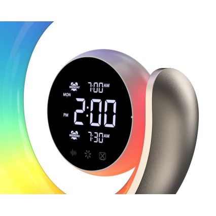 LED RGBW Pritemdomas stalinis šviestuvas su žadintuvu PEACOCK LED/20W/5V USB