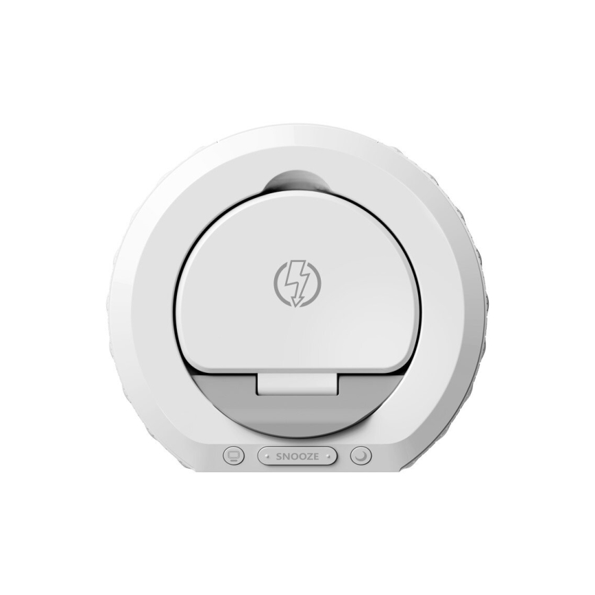 Žadintuvas su LCD ekranu ir bevielis Qi įkroviklis 27W/9V 220 mAh balta