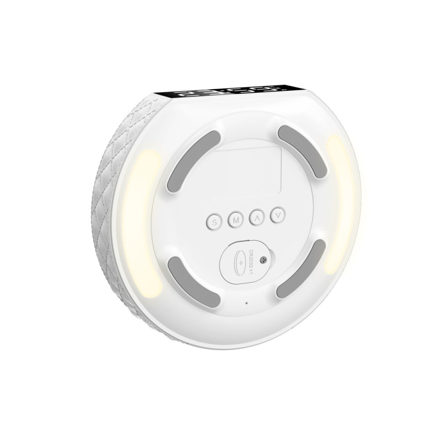 Žadintuvas su LCD ekranu ir bevielis Qi įkroviklis 27W/9V 220 mAh balta