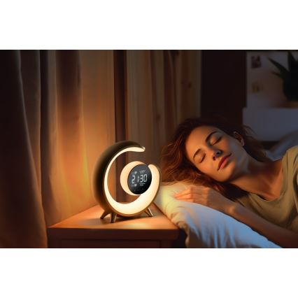 LED RGBW Pritemdoma stalinė lempa su žadintuvu LED/20W/5V USB sidabras