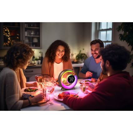 LED RGBW Pritemdoma stalinė lempa su žadintuvu LED/20W/5V USB sidabras