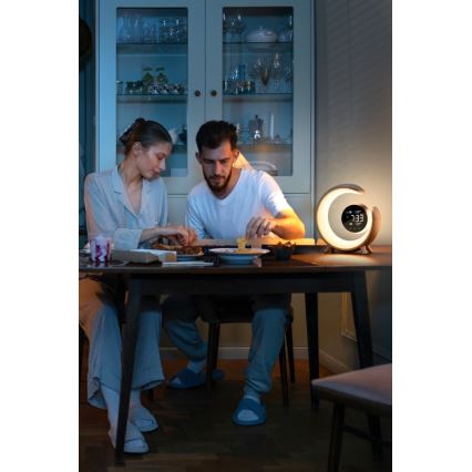 LED RGBW Pritemdoma stalinė lempa su žadintuvu LED/20W/5V USB sidabras