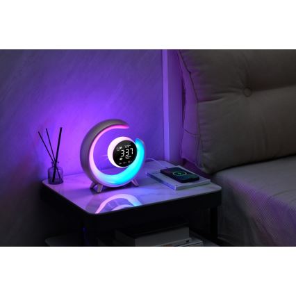 LED RGBW Pritemdoma stalinė lempa su žadintuvu LED/20W/5V USB sidabras