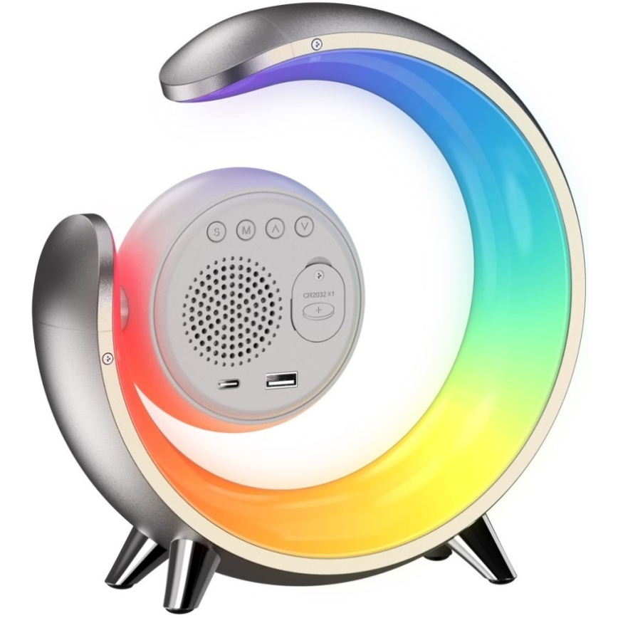 LED RGBW Pritemdoma stalinė lempa su žadintuvu LED/20W/5V USB sidabras