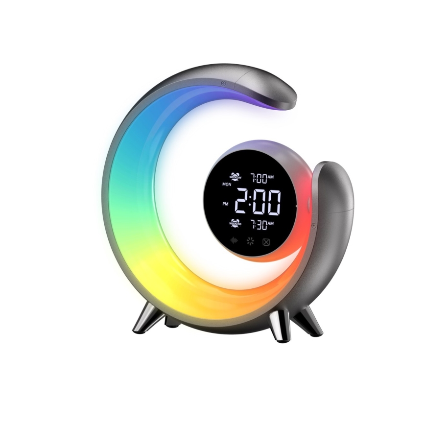 LED RGBW Pritemdoma stalinė lempa su žadintuvu LED/20W/5V USB sidabras