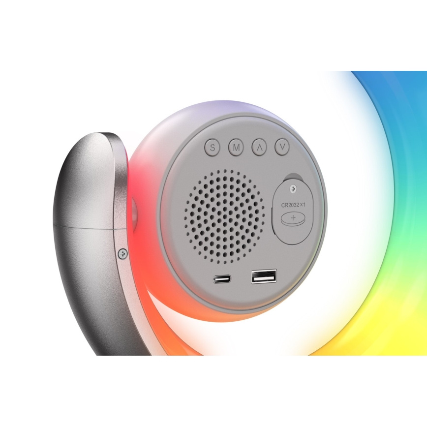 LED RGBW Pritemdoma stalinė lempa su žadintuvu LED/20W/5V USB sidabras