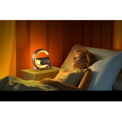 LED RGB Pritemdomas stalinis šviestuvas Su žadintuvas ir Qi įkrovimas 30W/230V auksas