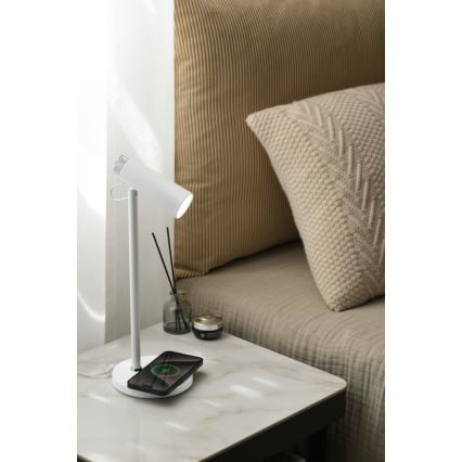 LED pritemdomas stalinis šviestuvas Su bevielis Qi įkrovimas TIT LED/12W/230V balta