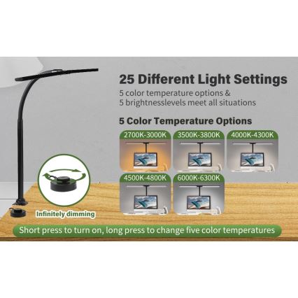 LED Lankstus pritemdomas monitoriaus apšvietimas OFFICE LED/24W/230V 2700-6300K CRI 95