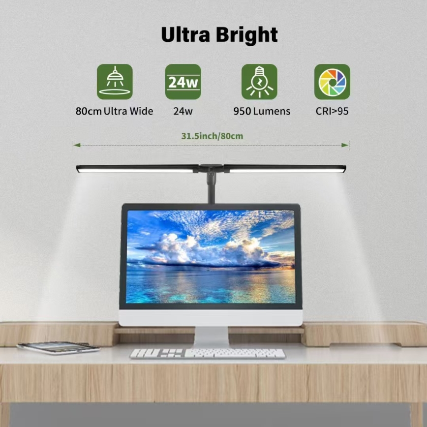 LED Lankstus pritemdomas monitoriaus apšvietimas OFFICE LED/24W/230V 2700-6300K CRI 95