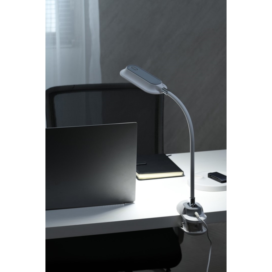 LED+CCT Dimeriuojama stalo lempa su spaustuku CLIP LED/7,5W/230V 3000/4200/5000K balta