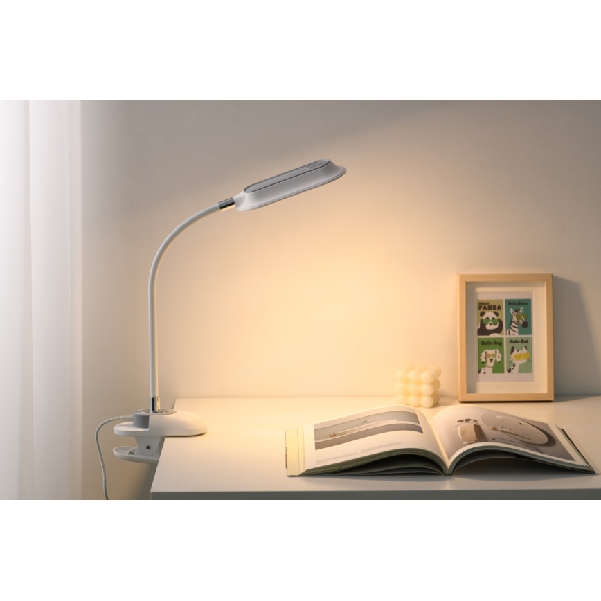 LED+CCT Dimeriuojama stalo lempa su spaustuku CLIP LED/7,5W/230V 3000/4200/5000K balta
