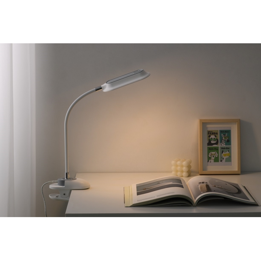 LED+CCT Dimeriuojama stalo lempa su spaustuku CLIP LED/7,5W/230V 3000/4200/5000K balta