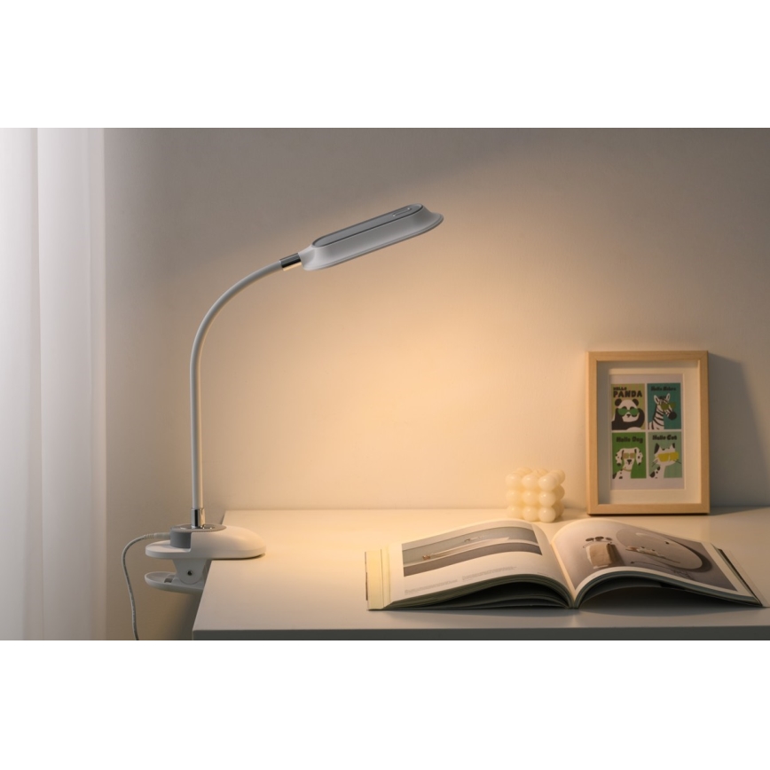 LED+CCT Dimeriuojama stalo lempa su spaustuku CLIP LED/7,5W/230V 3000/4200/5000K balta
