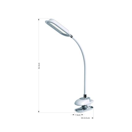LED+CCT Dimeriuojama stalo lempa su spaustuku CLIP LED/7,5W/230V 3000/4200/5000K balta