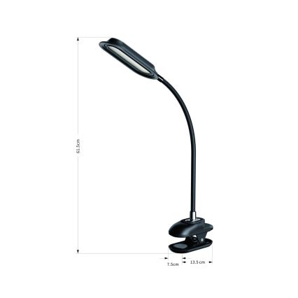 LED+CCT Reguliuojamas stalo šviestuvas su spaustuku CLIP LED/7,5W/230V 3000/4200/5000K juodas