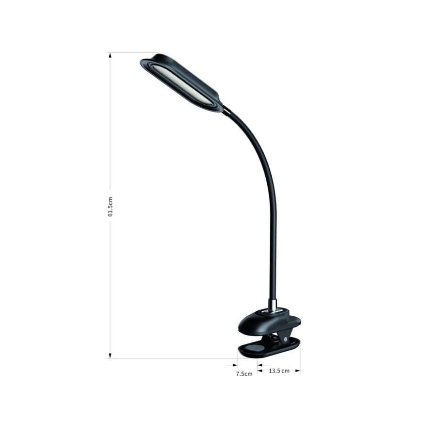 LED+CCT Reguliuojamas stalo šviestuvas su spaustuku CLIP LED/7,5W/230V 3000/4200/5000K juodas