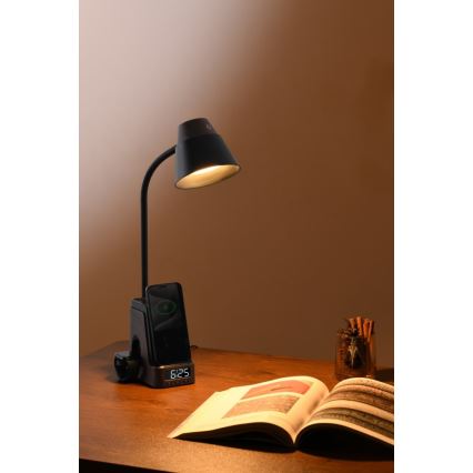 LED+CCT dimeriuojama stalinė lempa su belaidžiu QI įkrovimu IDEAL LED/8W/230V 2700/4000/5000K ruda