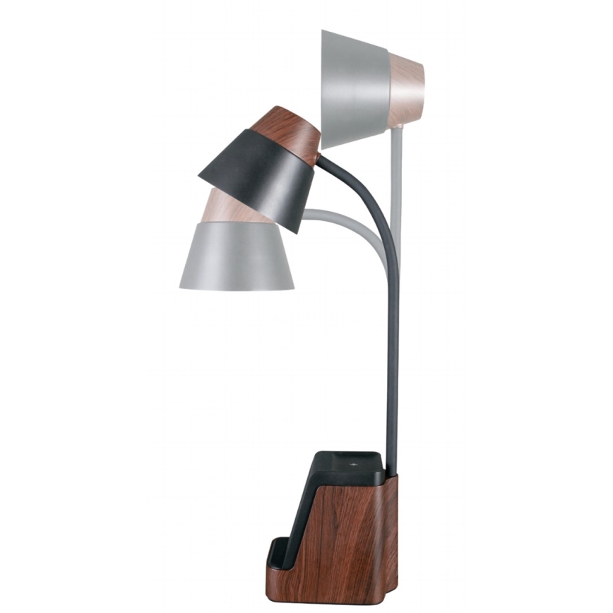 LED+CCT dimeriuojama stalinė lempa su belaidžiu QI įkrovimu IDEAL LED/8W/230V 2700/4000/5000K ruda