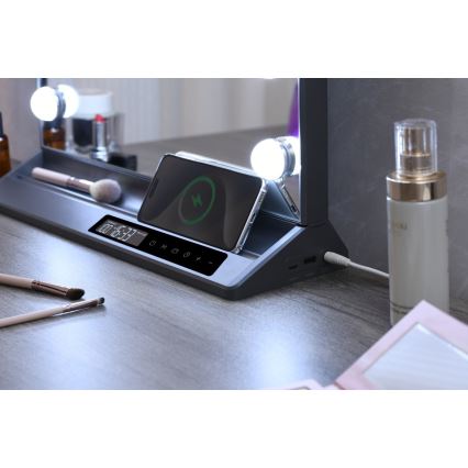 Reguliuojamas LED makiažo veidrodis HOLLYWOOD LED/18W/230V 3000/4200/6000K pilkas