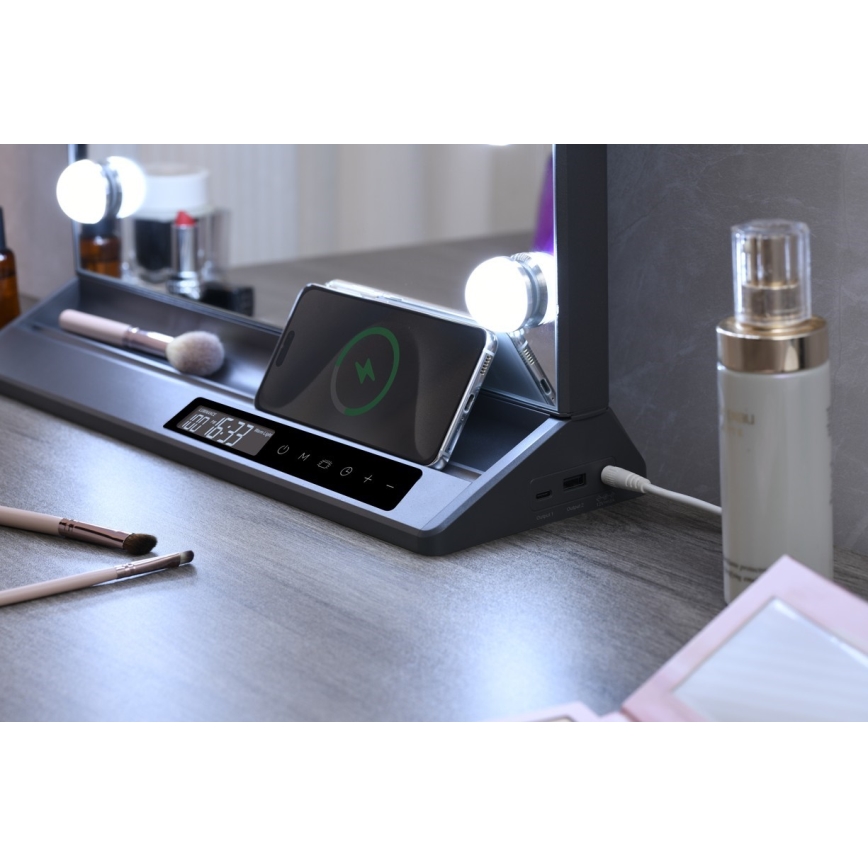 Reguliuojamas LED makiažo veidrodis HOLLYWOOD LED/18W/230V 3000/4200/6000K pilkas