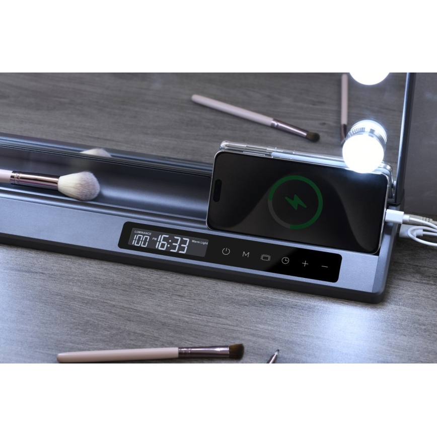 Reguliuojamas LED makiažo veidrodis HOLLYWOOD LED/18W/230V 3000/4200/6000K pilkas