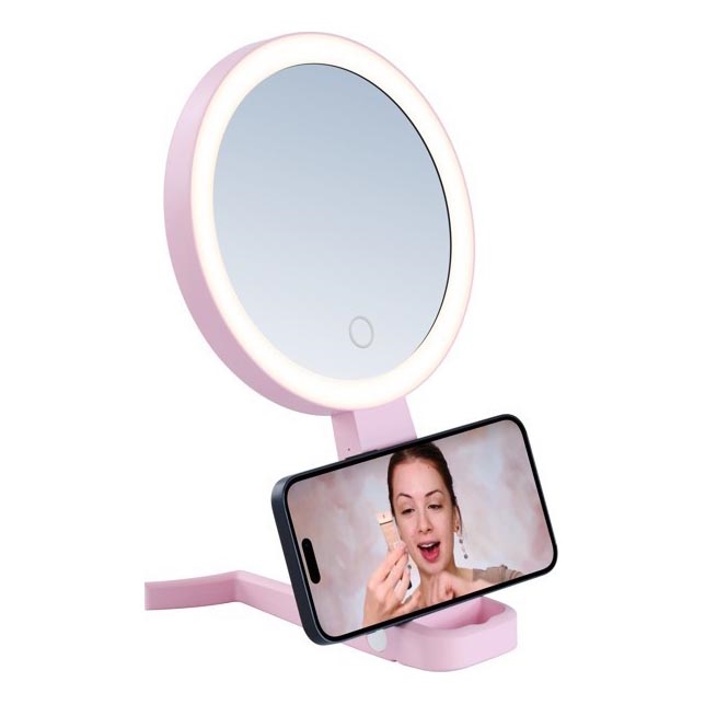 Immax 09102L - LED+CCT reguliuojamo ryškumo kosmetinis veidrodis SWEET LED/3W/5V rožinis