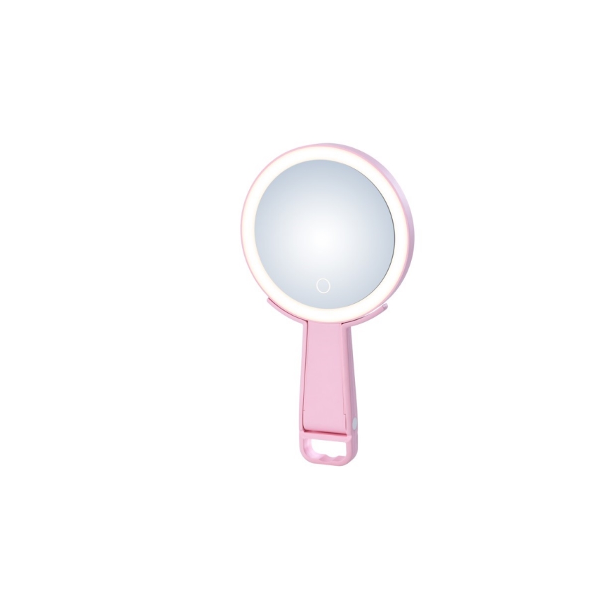 Immax 09102L - LED+CCT reguliuojamo ryškumo kosmetinis veidrodis SWEET LED/3W/5V rožinis