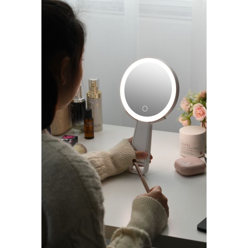 Immax 09103L - LED+CCT reguliuojamas kosmetinis veidrodis SWEET LED/3W/5V baltas
