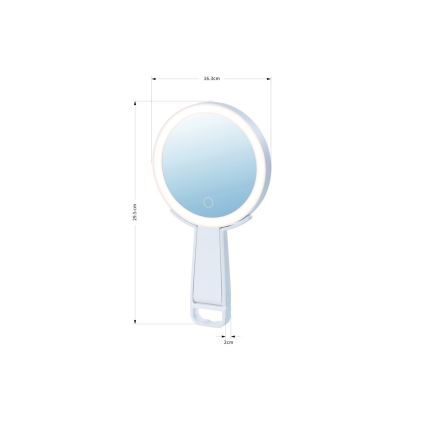 Immax 09103L - LED+CCT reguliuojamas kosmetinis veidrodis SWEET LED/3W/5V baltas