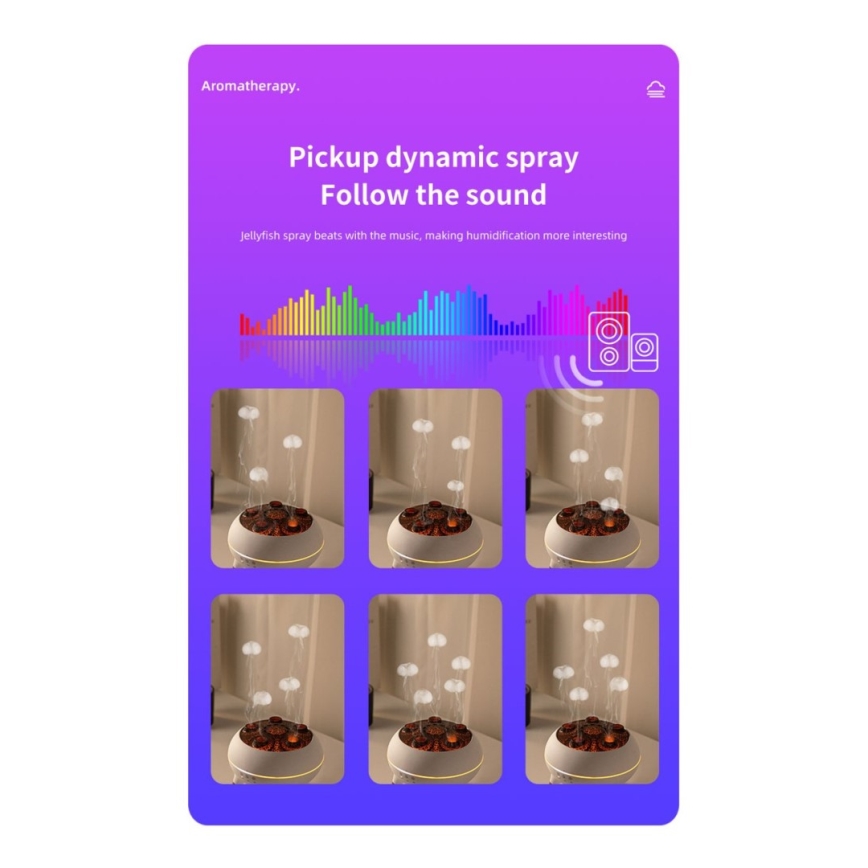 Immax 09104L - Aromaterapinis difuzorius ir oro drėkintuvas JELLYFISH LED/11W/5V