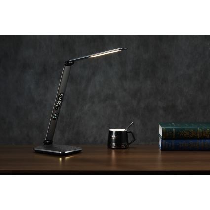 Dimeriuojamas LED stalinis šviestuvas LED/8,5W/230V su belaidžiu įkrovimu, sidabrinis